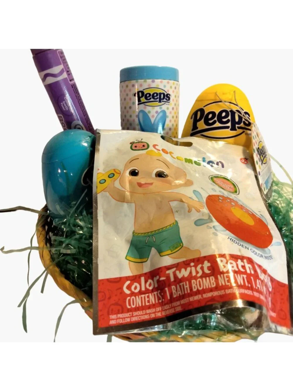 Bathtime Fun easter Basket  Peeps Bubbles Crayola Body Wash Coco Melon Bomb Soap